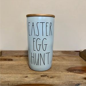 Rae Dunn | “Easter Egg Hunt” Blue Canister with Wooden Lid